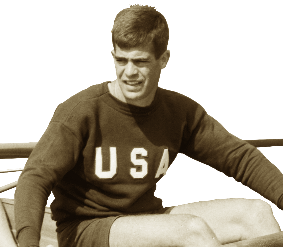 Olympic gold-medalist rower Boyce Budd '57 in a Team USA sweatshirt