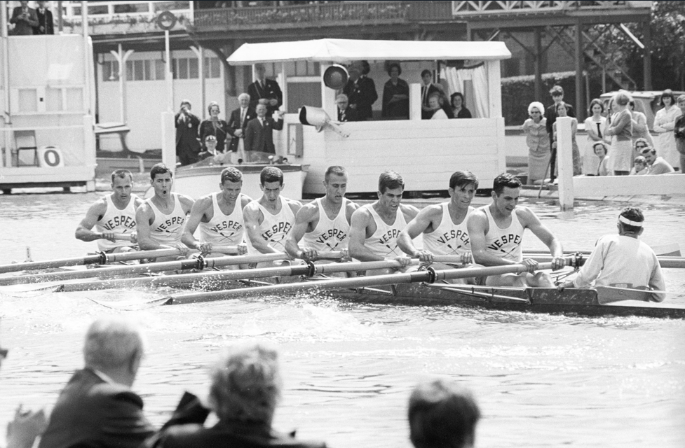 Boyce Budd '57 rowing in the 1965 Henley Royal Regatta