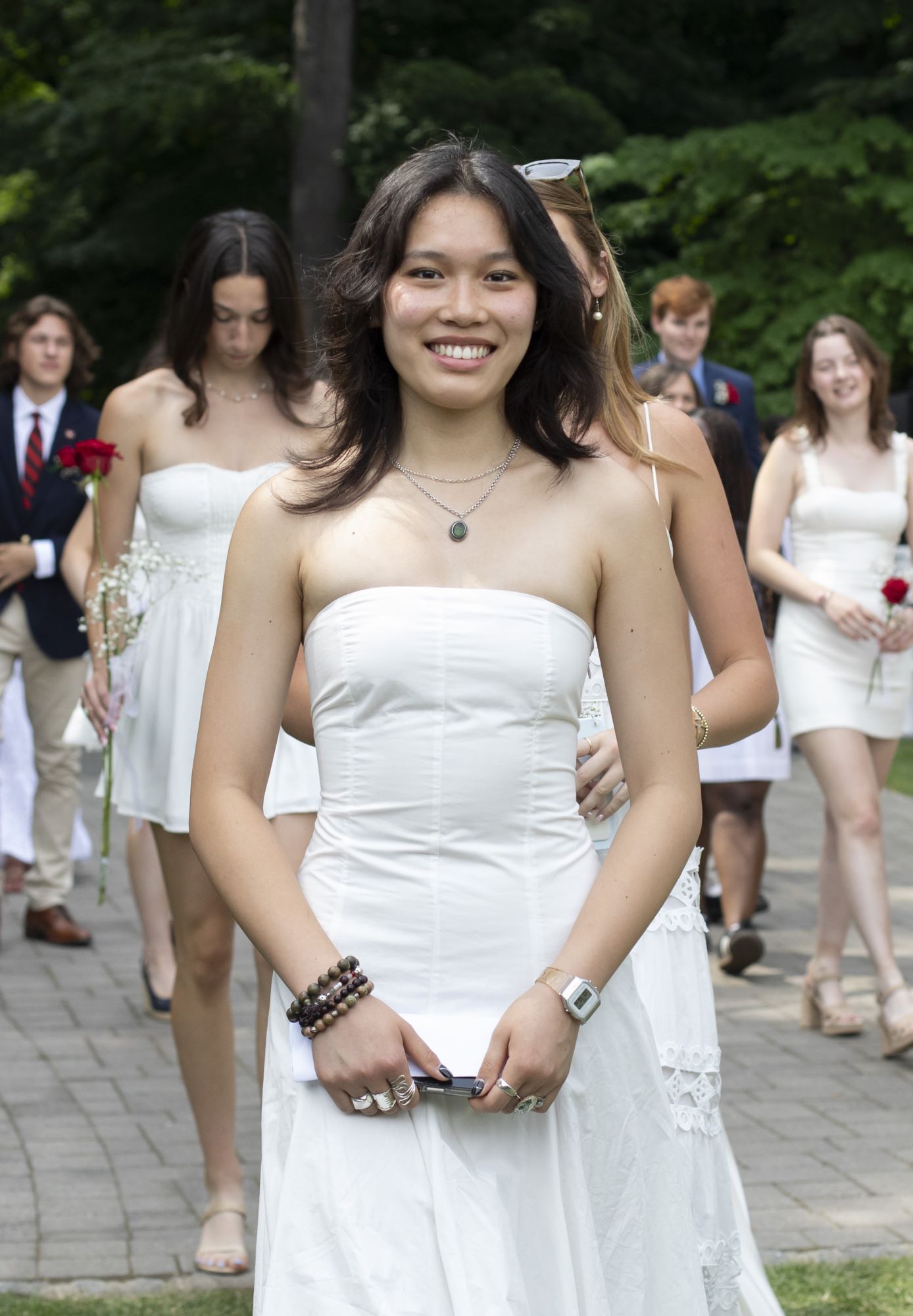 Valedictorian Emily Pan '24 enters the Bowl at Commencement 2024.