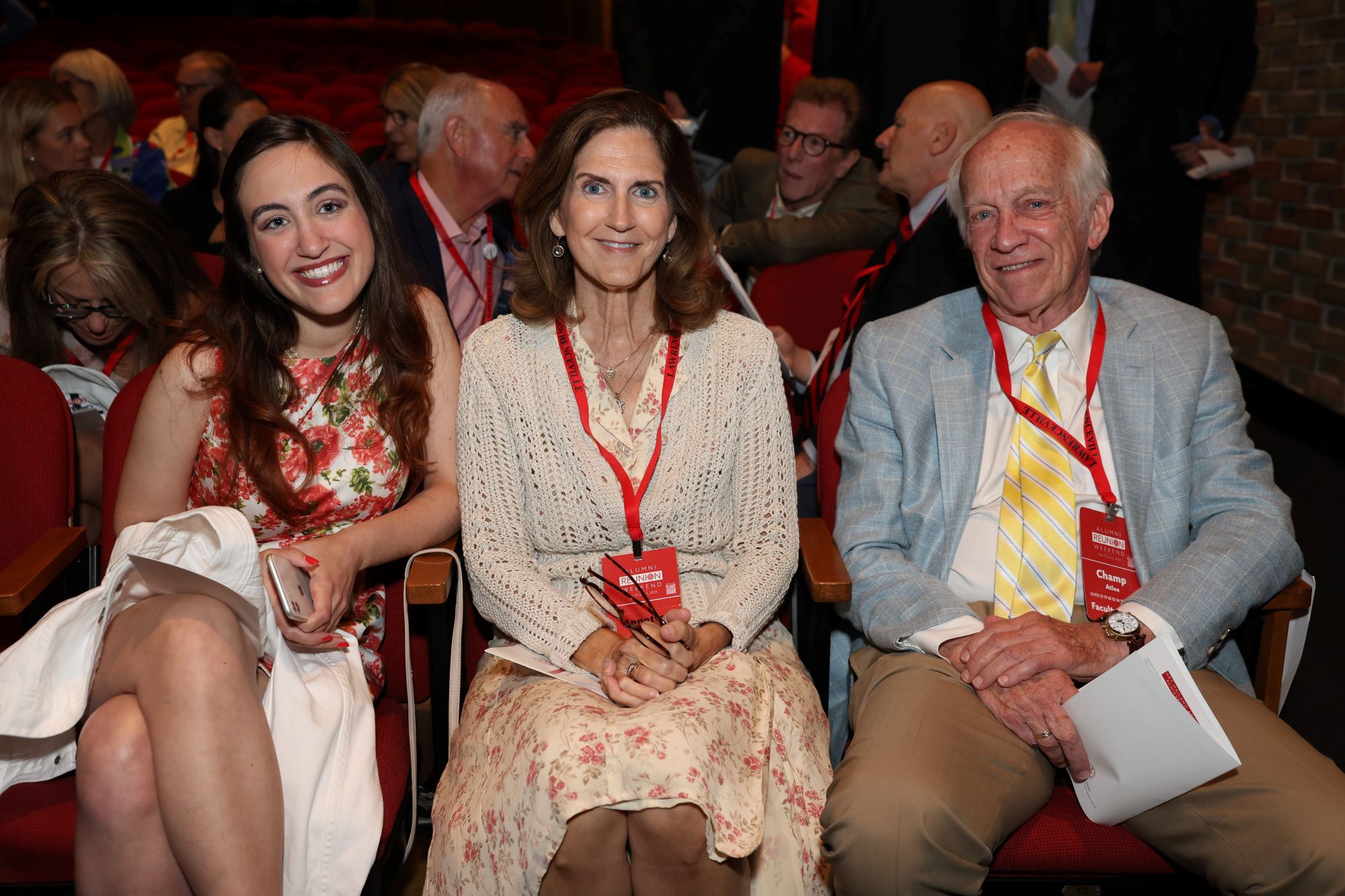 Longtime English teacher and baseball coach Champ Atlee received the Harkness Award with his wife and younger daughter in attendance at Alumni Weekend 2024.