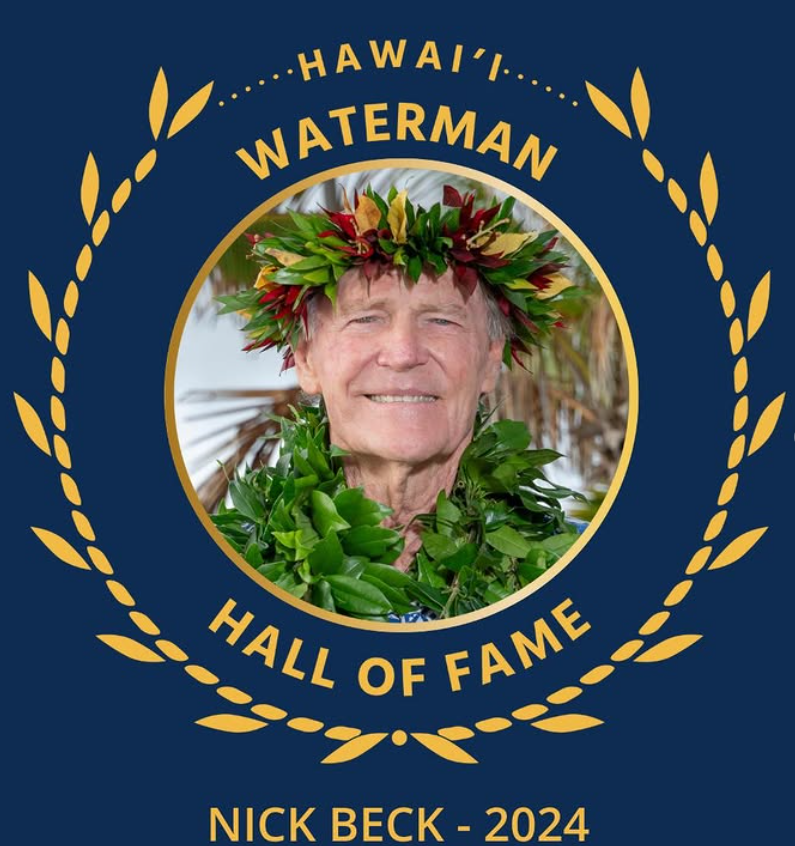 In an Instagram graphic created by the Waterman Hall of Fame, Nick Beck '58 is shown on his Hall of Fame card, encircled in ring and a laurel.