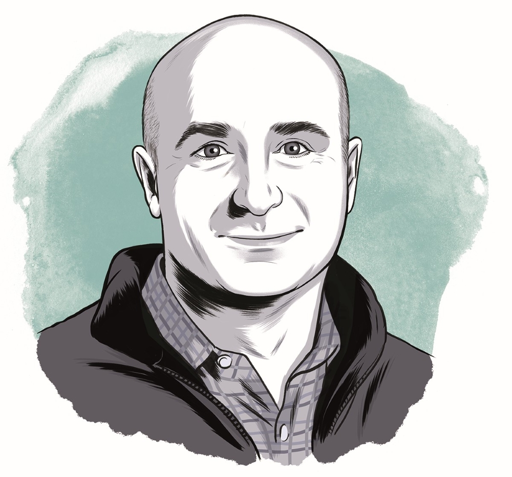 Illustrated head shot of Jon Geller '87