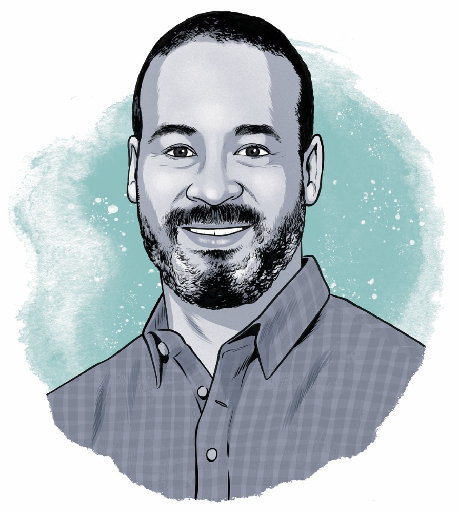 Black and white illustration of David Bell